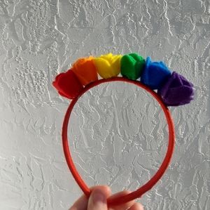 Hand made pride rainbow rose headband